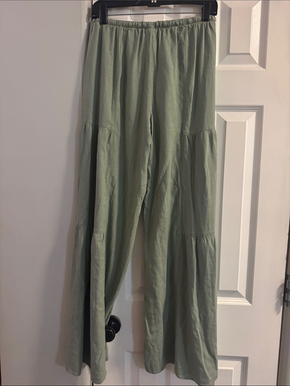 Light Sage Green Tiered Drawstring Pants - Picture 6 of 7